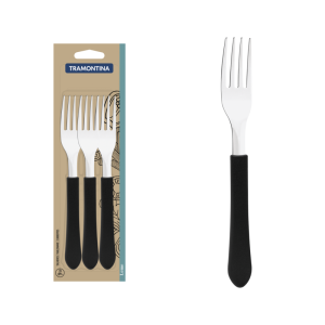 TRAMONTINA CONJ GARFOS MESA INOX 3PC LEME PRE